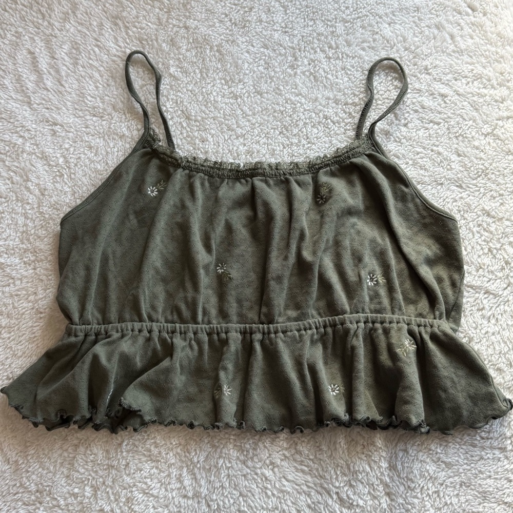 American eagle Olive Green Ruffled Women’s Top